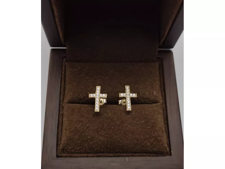 PIĘKNE ZŁOTE KOLCZYKI KRZYŻE 1,14 G / 585