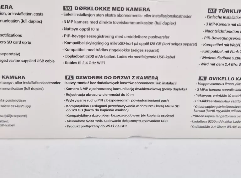 AKUMULATOROWY DZWONEK DO DRZWI Z KAMERĄ BRIGHT