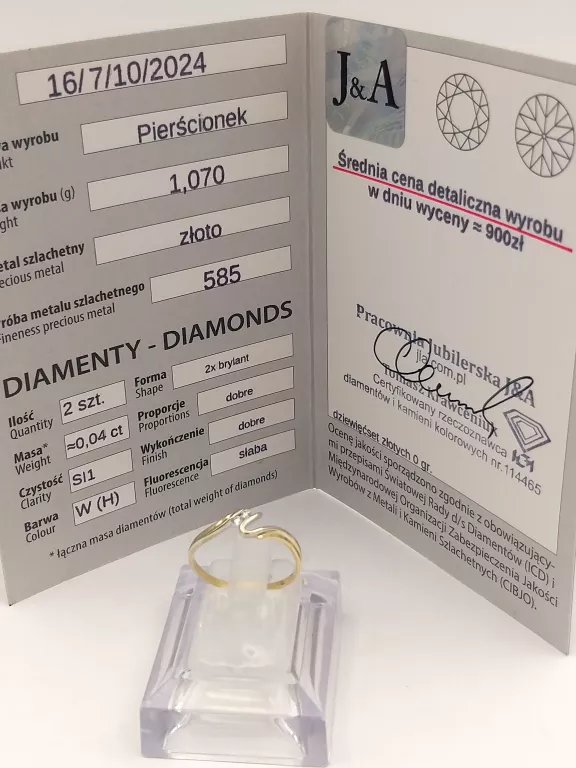 ZŁOTY PIERŚCIONEK Z DIAMENTAMI 0,04CT 585 R14 1,07G