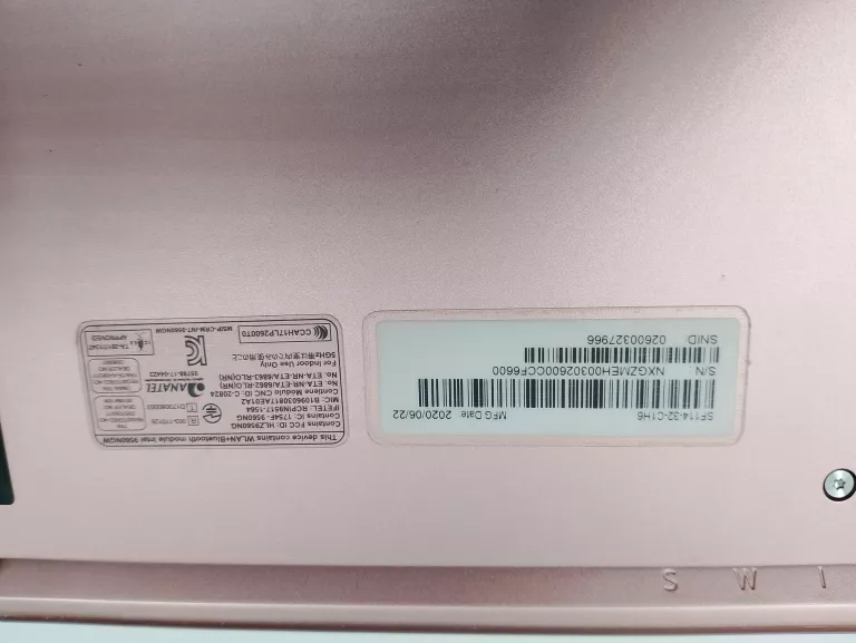ACER SWIFT 1 SF114-32-C1H6 N4020 4GB 64GB WIN10H + ZASILACZ