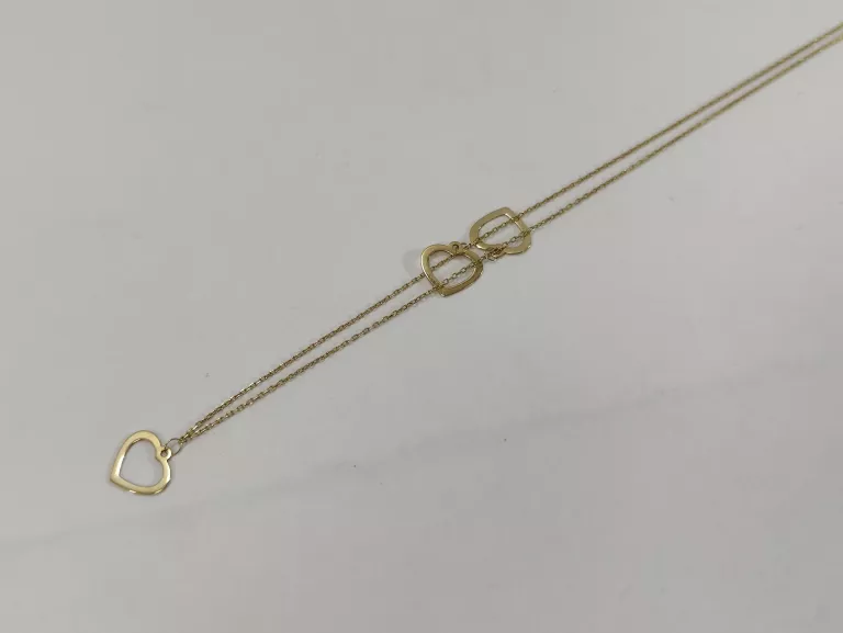 ŚLICZNY ZŁOTY ŁAŃCUSZEK Z 3 SERDUSZKAMI PRÓBY 585 1,01 G 46 CM DŁUGOŚCI