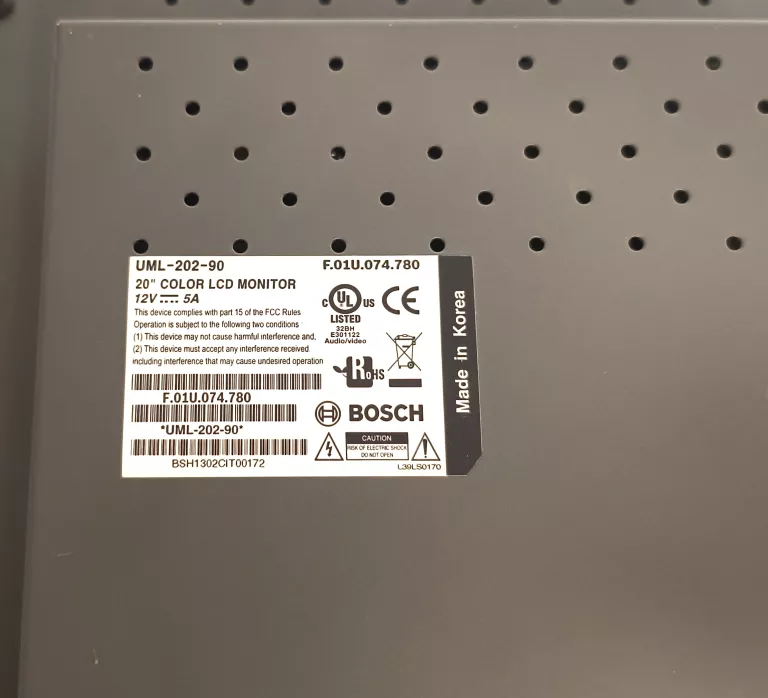 MONITOR PRZEMYSŁOWY CCTV LCD BOSCH UML 202 90