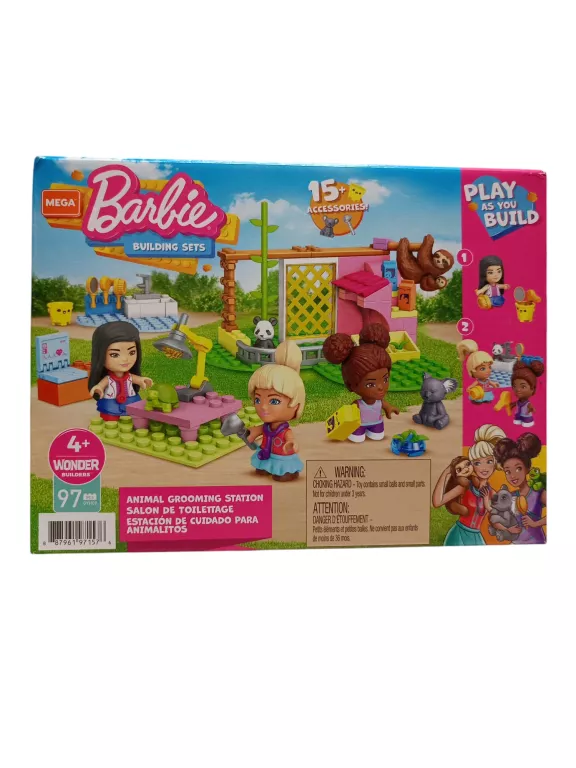 KLOCKI BARBIE MEGA BLOKS CONSTRUX SALON DLA ZWIERZĄT 97 ELEMENTÓW 4+