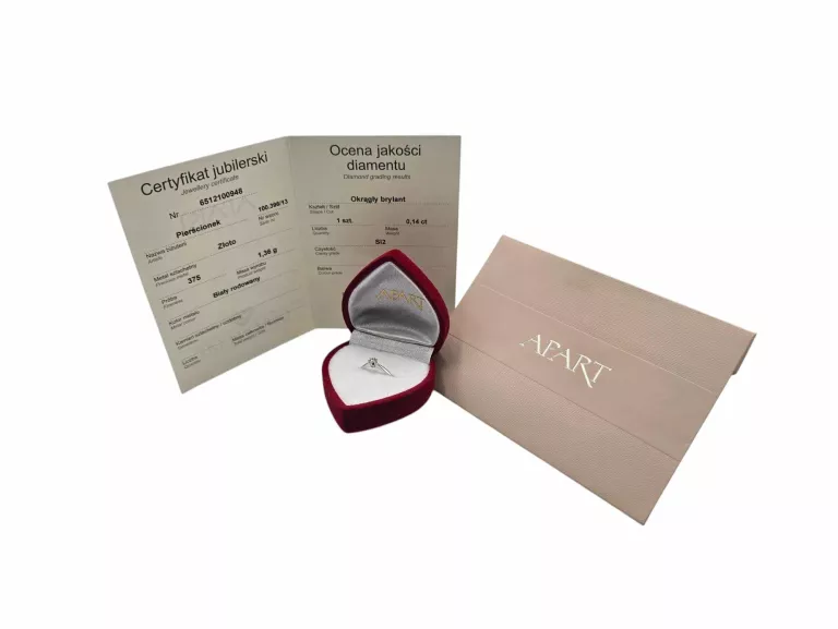 PIERŚCIONEK APART DIAMENT 0,14CT SI2 H-J 375 CERTYFIKAT