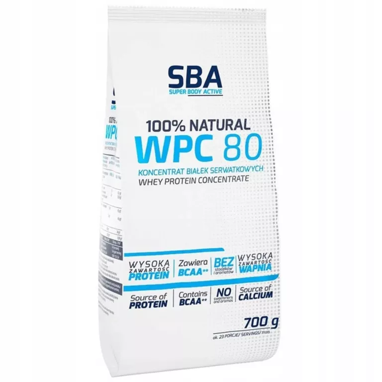 MLEKOVITA SBA 100% NATURAL WPC 80 700G BIAŁKO AMINOKWASY BCAA KONCENTRAT