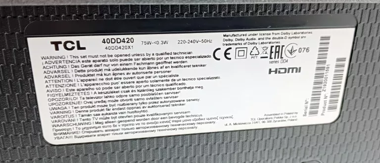TELEWIZOR TCL 40DD420 PILOT