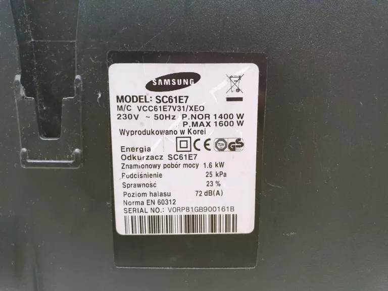 ODKURZACZ WORKOWY SAMSUNG SC61E7 1600W
