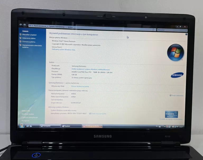 LAPTOP SAMSUNG INTEL PENTIUM 2 DUO 4GB RAM 320GB HDD
