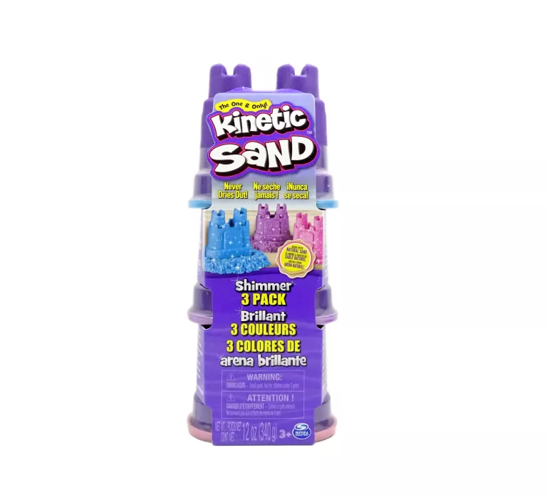 KINETIC SAND ZESTAW BŁYSZCZĄCY 3 KOLORY PIASKU FOREMKI