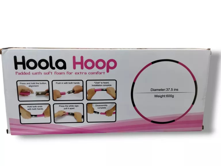 HULA HOP 95CM SKŁADANE FIT CZARNO-RÓZOWE BEZ WYPUSTEK
