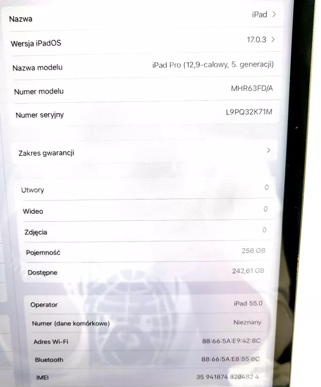 TABLET APPLE IPAD PRO A2461 (5TH GEN) 12,9" 8 GB / 256 GB