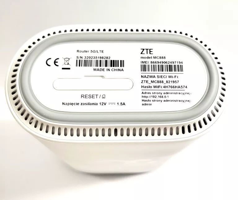 ROUTER DOMOWY 5G ZTE MC888 BIAŁY KOMPLET STAN IDEALNY
