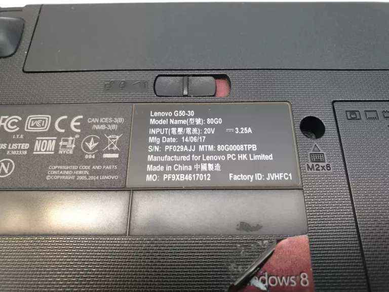 LAPTOP LENOVO G50-30 15,6" N2830 4GB RAM 500GB HDD
