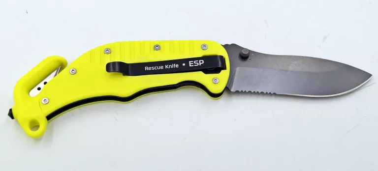 NÓŻ SKŁADANY RATOWNICZY ESP RKY-01 RESCUE KNIFE - YELLOW / DOBRY STAN