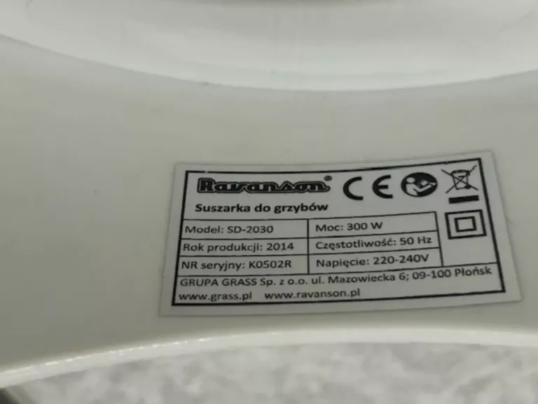 SUSZARKA DO GRZYBÓW RAVANSON SD-2030