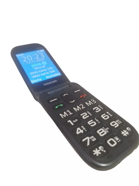 TELEFON KOMÓRKOWY MAXCOM MM825 16 MB CZARNY DUŻE KLAWISZE + KPL