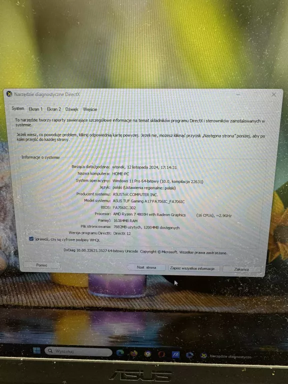 LAPTOP ASUS TUF GAMING 15 RYZEN 7 4800H RTX 3050 16/512GB + TORBA