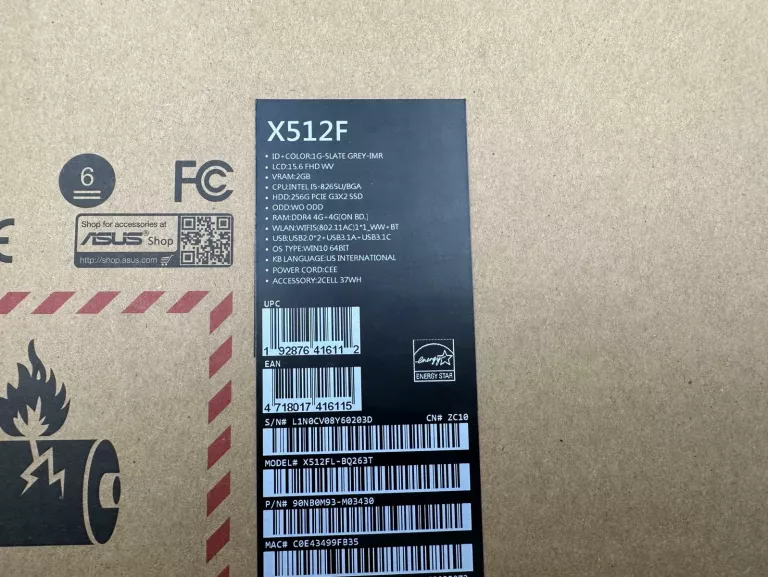 LAPTOP ASUS VIVOBOOK X512F I5-8265U 8GB/256GB SSD GEFORCE MX250 WIN11
