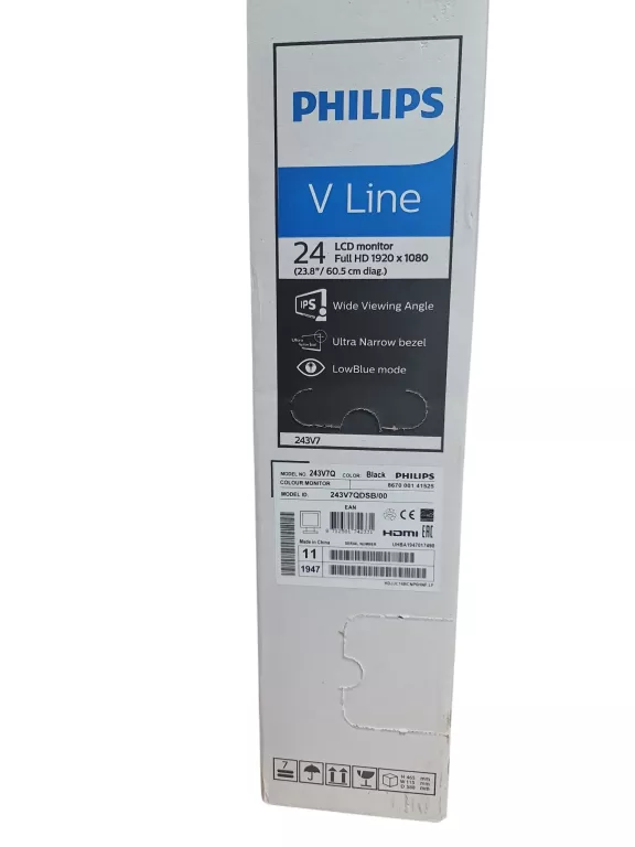MONITOR PHILIPS V-LINE 243V7QDSB 23.8" 1920X1080PX IPS 4 MS