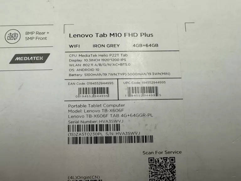 TABLET LENOVO TAB M10 FHD PLUS 4GB/64GB KOMPLET