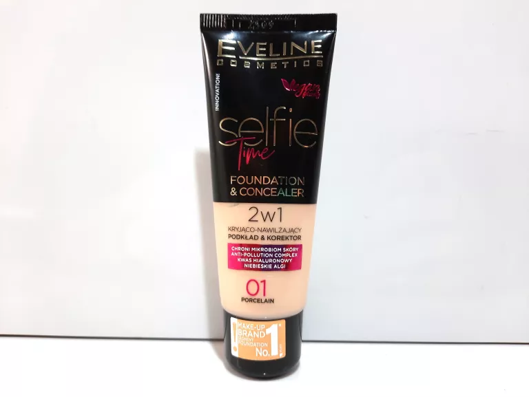 01 PORCELAIN EVELINE COSMETICS SELFIE TIME 2W1 PODKŁAD I KOREKTOR