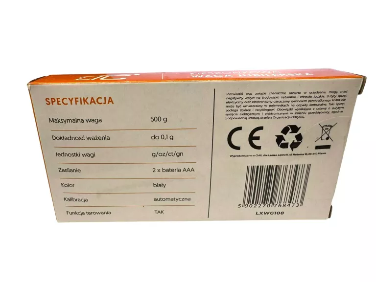 WAGA JUBILERSKA KIESZONKOWA 500G/0,1G LXWG108