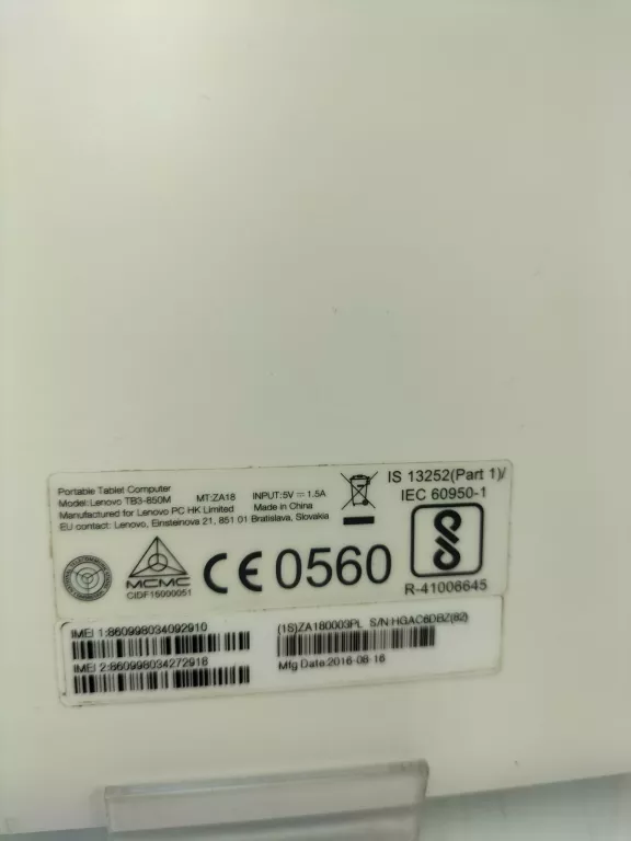 TABLET LENOVO TAB3 A8-50M 8" 2 GB / 16 GB