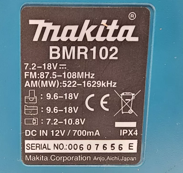 RADIO BUDOWLANE MAKITA BMR102 + ZASILACZ + ŁADOWARKA + AKU + ANTENA