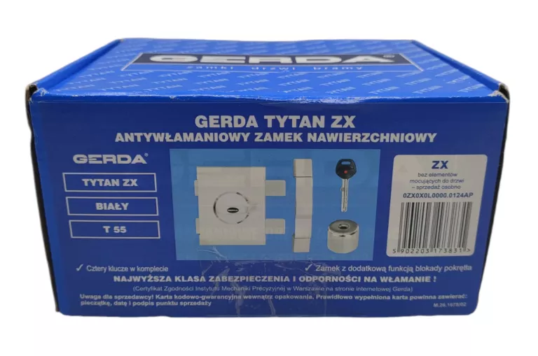 ZAMEK WIERZCHNI TYTAN ZX GERDA ATEST C KL 7 BIAŁY