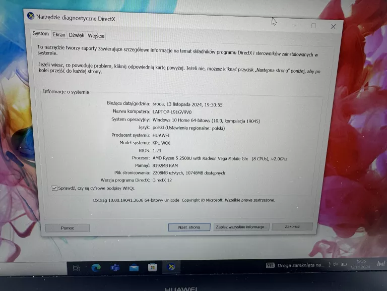 HUAWEI MATEBOOK D15 8 GB / 512 GB / AMD RYZEN 5 2500U /