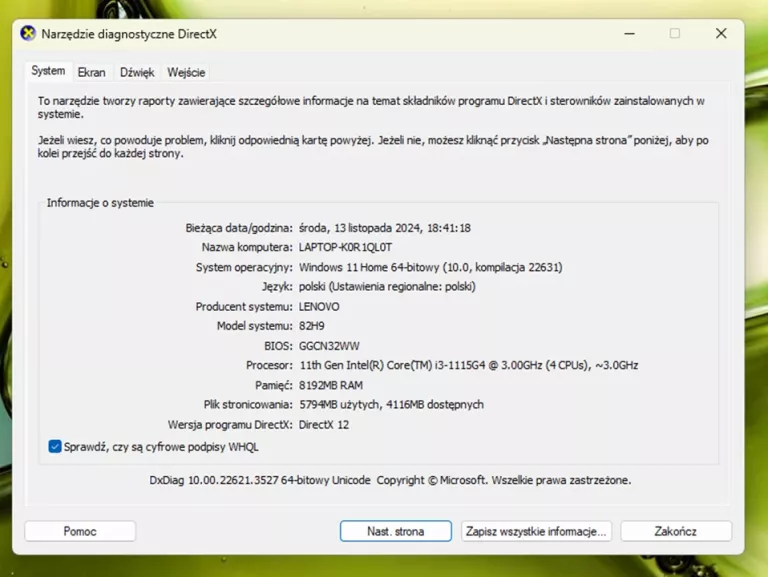 LENOVO IDEAPAD 3 17ITL6 17" I3-1115G4 8GB RAM 512GB SSD WIN11 SZARY