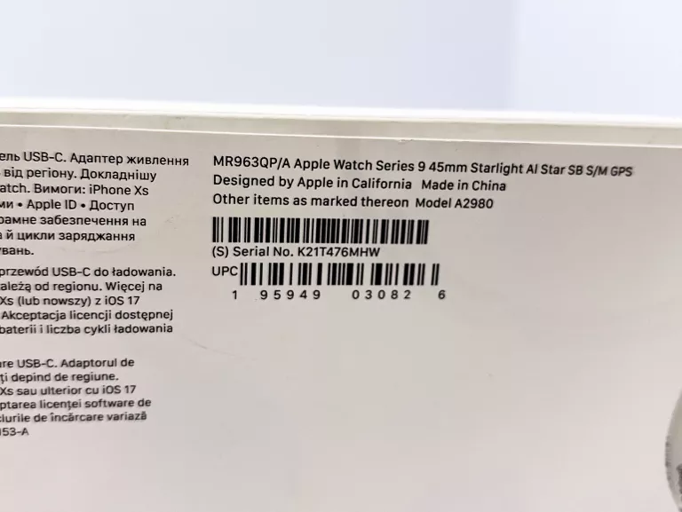 APPLE WATCH SERIES 9 GPS 45MM GW DO 10.2025