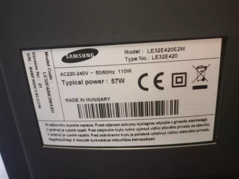 TELEWIZOR LCD SAMSUNG LE32E420E2W 32" HD READY CZARNY