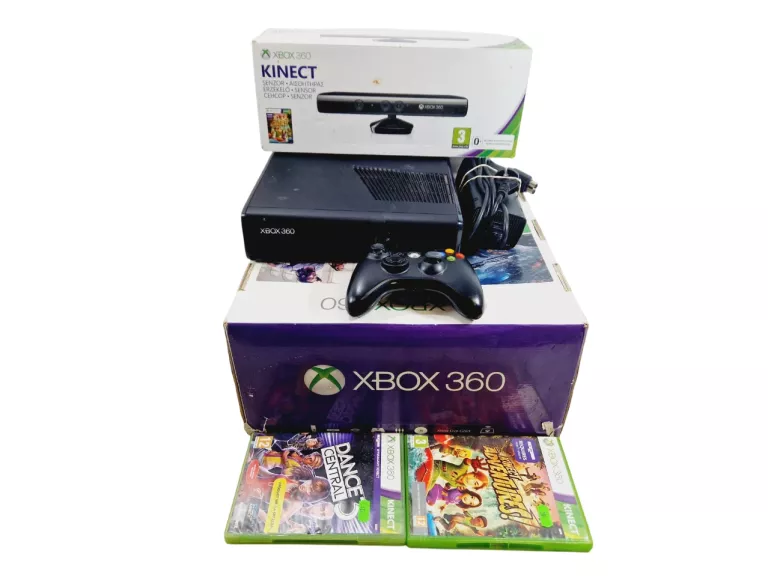 KONSOLA MICROSOFT XBOX 360 SLIM | 4GB | PAD | KINECT | 2 GRY ! ! OPIS ! !