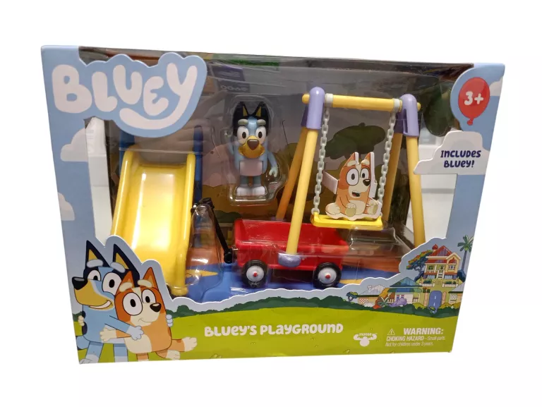 BLUEY PARK PLAC ZABAW ZESTAW Z FIGURKĄ HUŚTAWKA ZJEŻDŻALNIA WÓZEK 13016