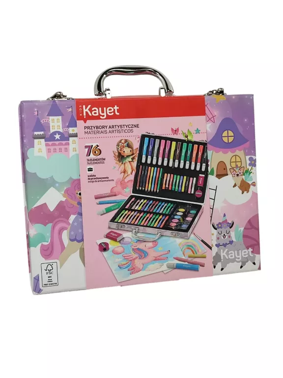 KAYET KIDS 76 ELEMENTÓW ZESTAW ARTYSTYCZNY FARBY KREDKI MARKERY