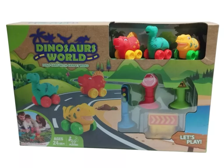 DINOSAURS WORLD DINO CARS WITH CARPET ROAD