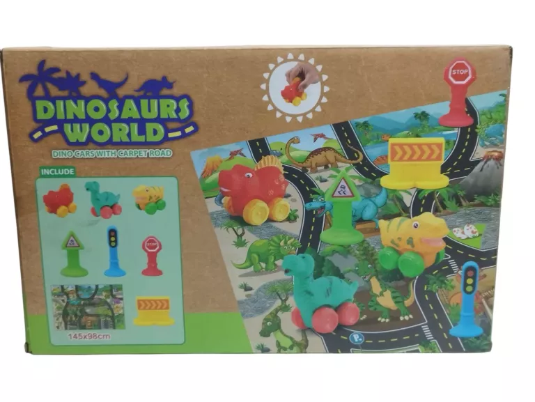 DINOSAURS WORLD DINO CARS WITH CARPET ROAD