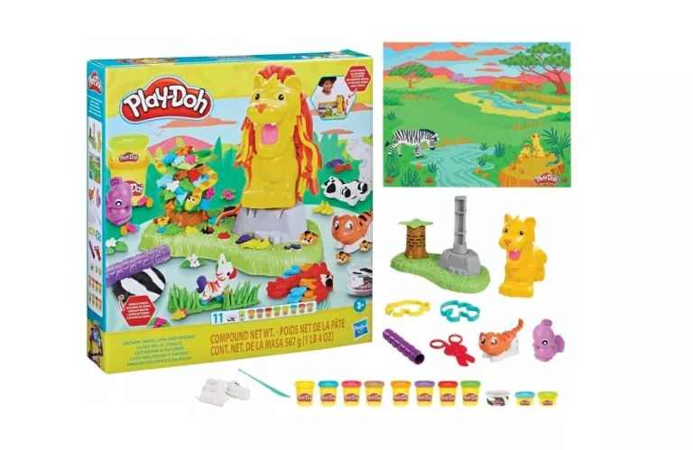 PLAY-DOH CIASTOLINA ZESTAW LEW I PRZYJACIELE Z DŻUNGLI ZWIERZĄTKA F7221