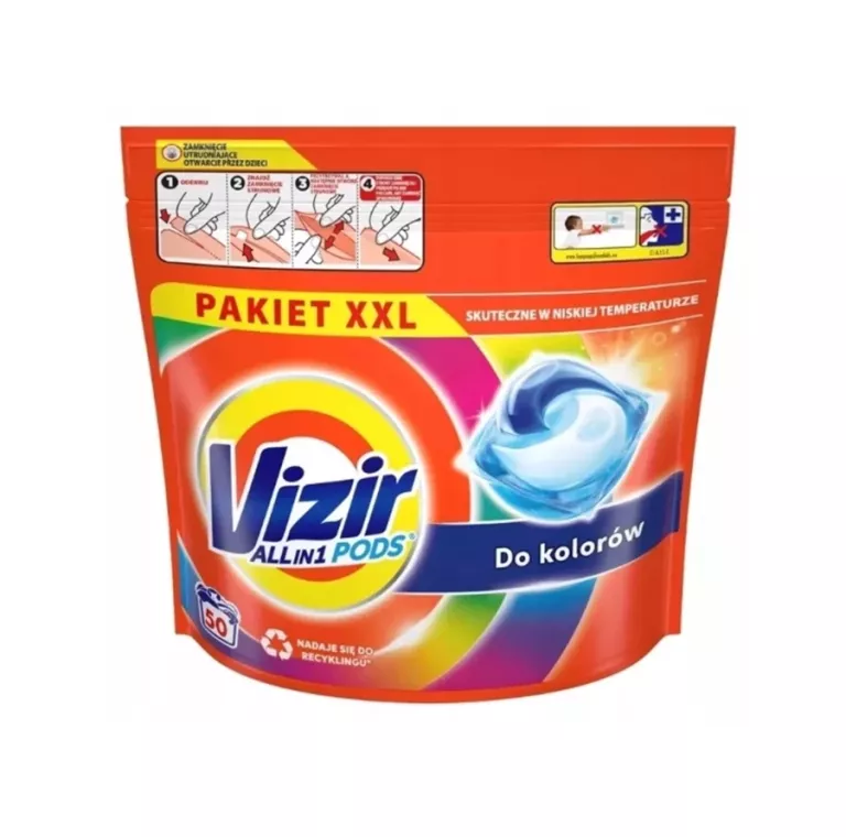KAPSUŁKI DO PRANIA VIZIR ALL IN 1 PODS KOLOR 50SZT