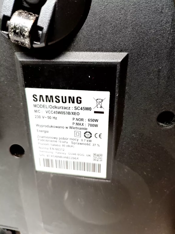ODKURZACZ BEZWORKOWY SAMSUNG AIR TRACK SC45W0