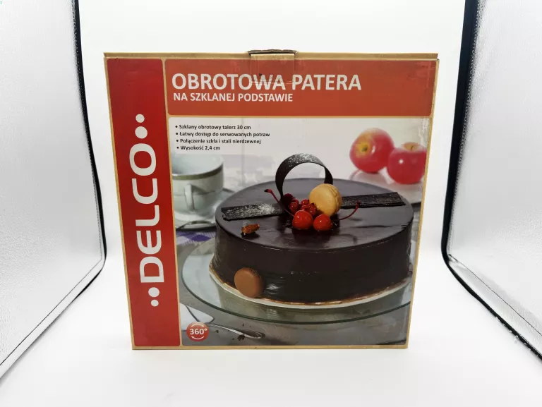 PATERA OBROTOWA SZKLANA TALERZ OBROTOWY NA CIASTO TORT DEKORACJE 30CM