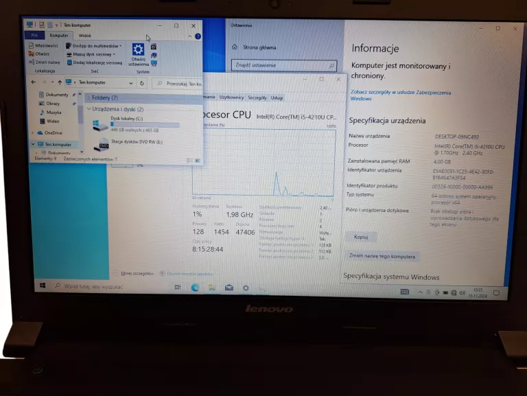 LAPTOP LENOVO B50-70 I5-4210U/4GB RAM/500GB//ŁADOWARKA