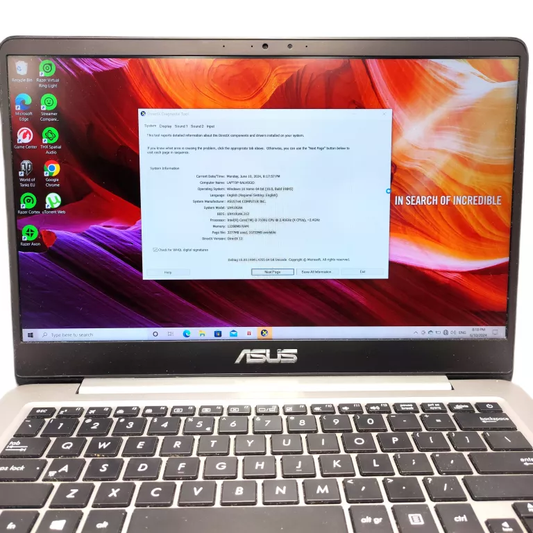 LAPTOP ASUS UX410U I7-7100 12GB / 932GB