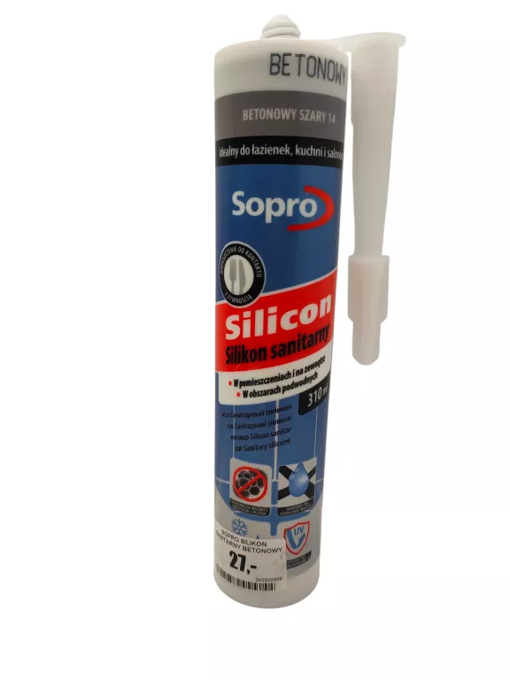 SOPRO SILIKON SANITARNY BETONOWY SZARY 14