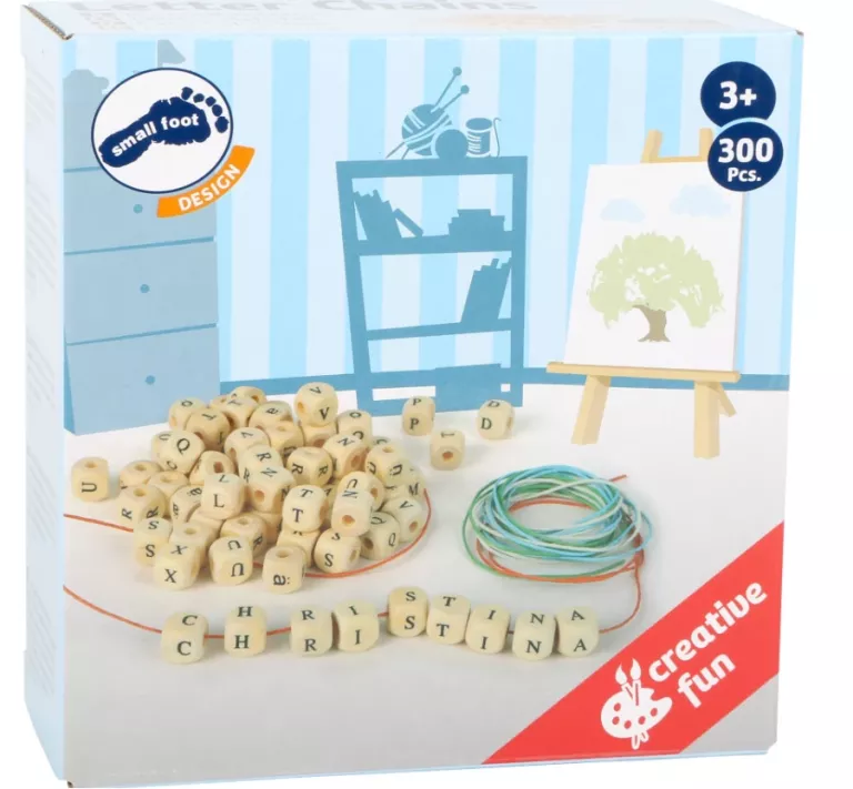 KORALIKI LITERKI DO NAWLEKANIA DREWNO 1CM 300 SZT.