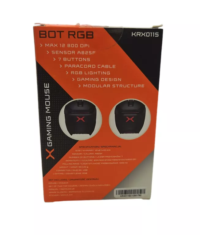 MYSZ DLA GRACZY KRUX BOT RGB 12800 DPI GAMINGOWA