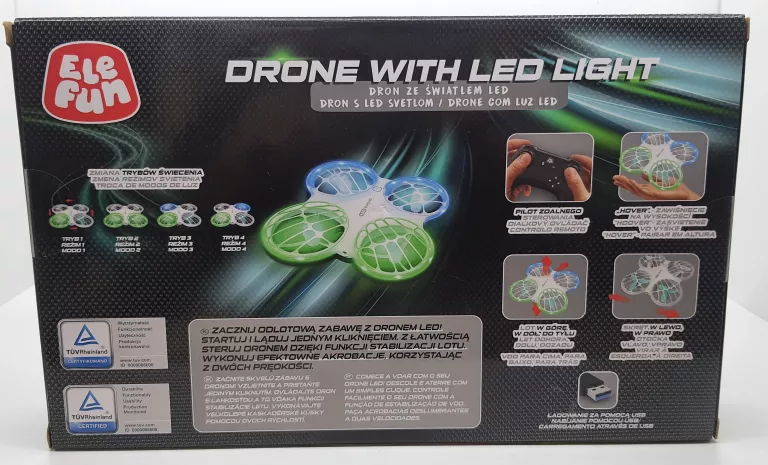 DRON ZE ŚWIATŁEM LED ELEFUN - INTUICYJNE STEROWANIE