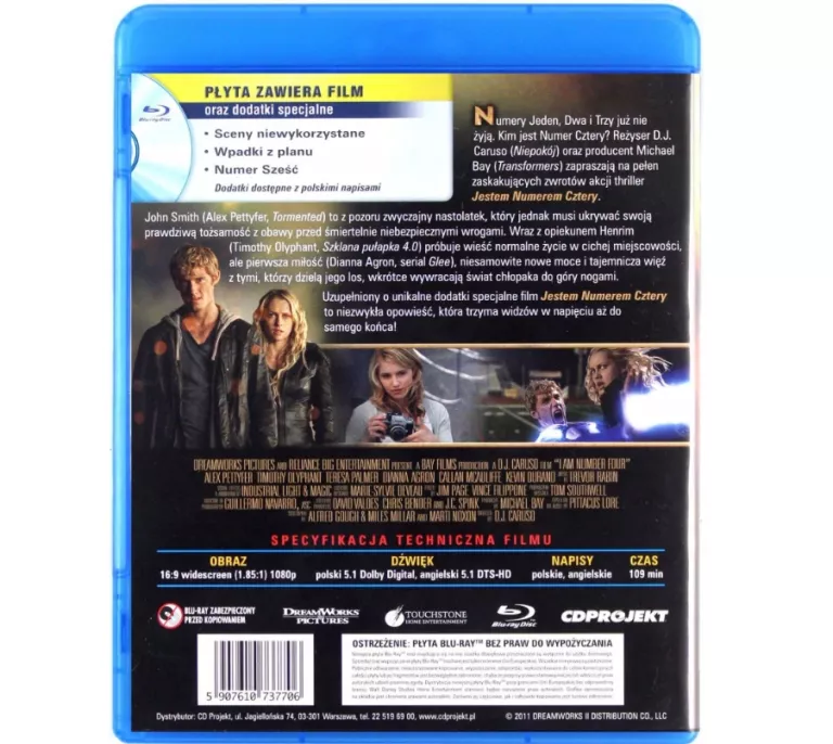 JESTEM NUMEREM CZTERY (DISNEY) [BLU-RAY] FOLIA