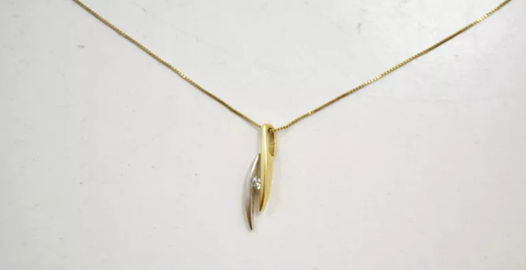 ZŁOTY ŁAŃCUSZEK + ZAWIESZKĄ [585; 1,66 G; 49 CM] DIAMENT